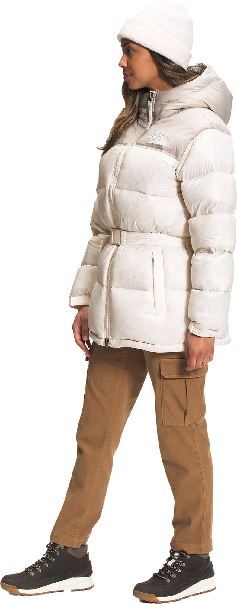 The North Face Women's Nuptse Belted Mid-Length Jacket Hawthorne Khaki 2 The North Face Women's Nuptse Belted Mid-Length Jacket Hawthorne Khaki - Image 2