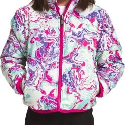 The North Face Girls' Reversible Mossbud Jacket Thyme Tnf Frst Flrl Prnt