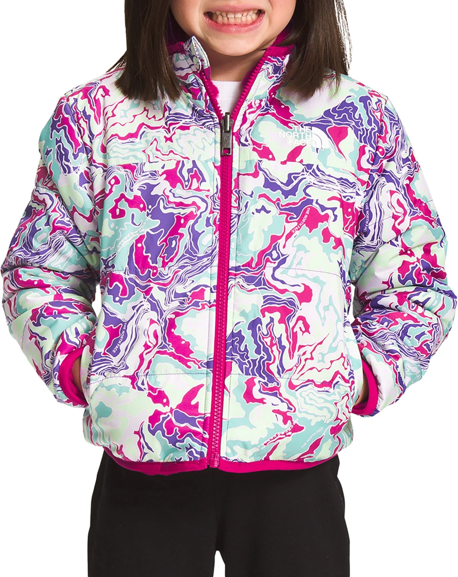 The North Face Girls' Reversible Mossbud Jacket Thyme Tnf Frst Flrl Prnt 1 The North Face Girls' Reversible Mossbud Jacket Thyme Tnf Frst Flrl Prnt