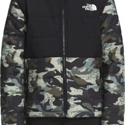 The North Face Boys' Printed Reversible Mount Chimbo Jacket New Taupe Gr Nvr Stp Prnt