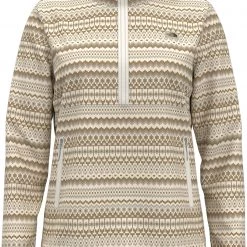 The North Face Women's Printed Crescent 1/4 Zip Pullover Gardenia White Aprs Frsle