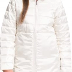 The North Face Girls' Printed Reversible Mossbud Swirl Parka Jacket Gardenia White/metallic