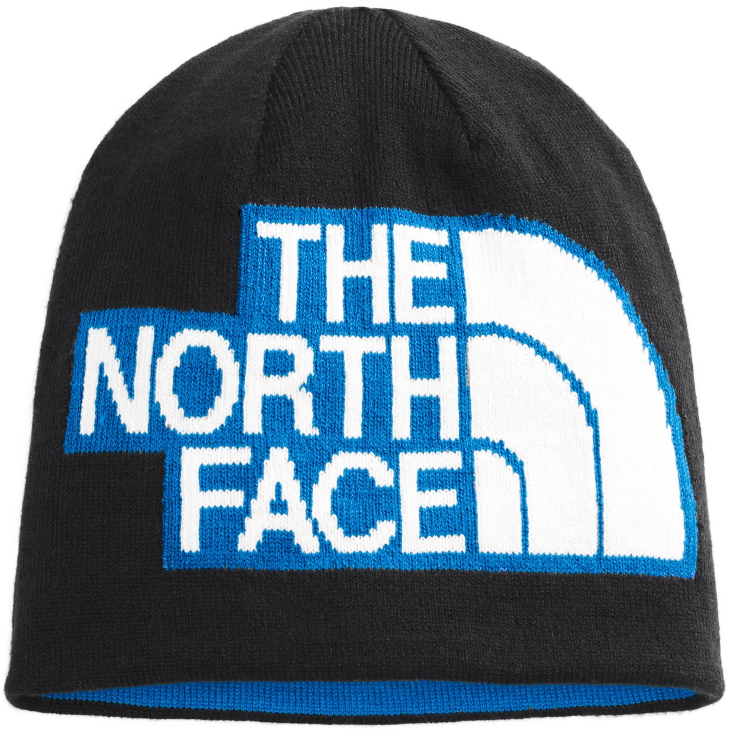 The North Face Reversible Highline Beanie For Men Tnf Black/hero Blue 1 The North Face Reversible Highline Beanie For Men Tnf Black/hero Blue