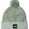 The North Face Girls' Chevron Pom Beanie Pink Salt/mauveglow