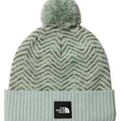 The North Face Girls' Chevron Pom Beanie Pink Salt/mauveglow