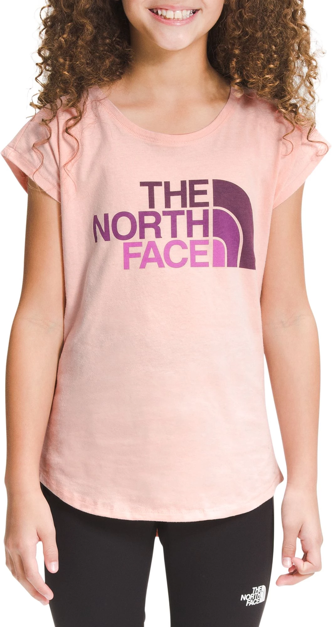 The North Face Girls' Short Sleeve Graphic T-Shirt Peach Pink 1 The North Face Girls' Short Sleeve Graphic T-Shirt Peach Pink